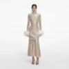 Champagne Rhinestone Feather Midi Dress Champagne Rhinestone Feather Midi Dress