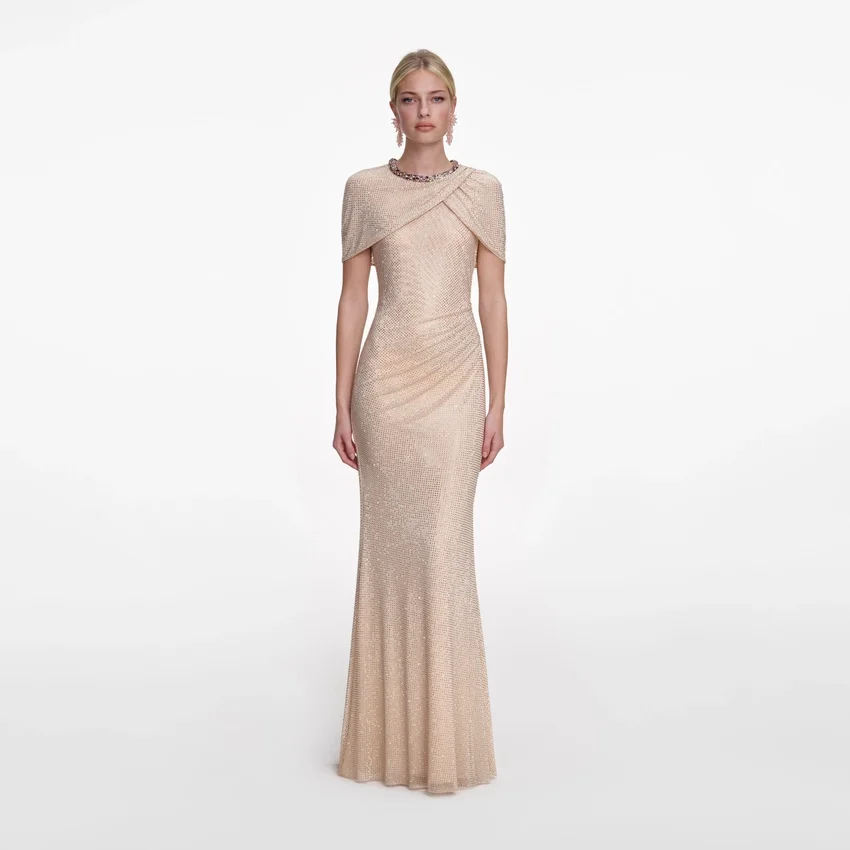 Champagne Rhinestone Maxi Dress Champagne Rhinestone Maxi Dress