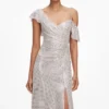 Champagne Rhinestone Ruffle Draped Maxi Dress Champagne Rhinestone Ruffle Draped Maxi Dress