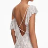 Champagne Rhinestone Ruffle Draped Maxi Dress Champagne Rhinestone Ruffle Draped Maxi Dress
