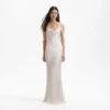 Champagne Satin Flower Maxi Dress Champagne Satin Flower Maxi Dress