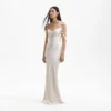 Champagne Satin Flower Maxi Dress Champagne Satin Flower Maxi Dress