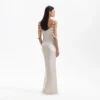 Champagne Satin Flower Maxi Dress Champagne Satin Flower Maxi Dress
