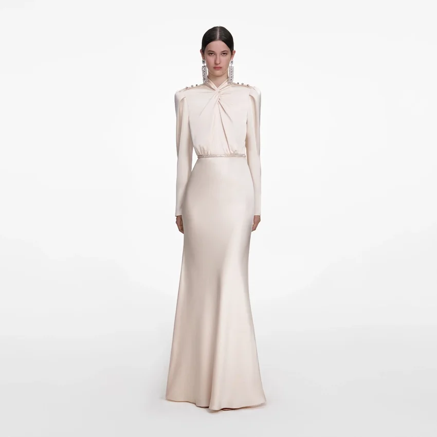 Champagne Satin Maxi Dress Champagne Satin Maxi Dress