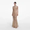 Champagne Sequin Embroidered Maxi Dress Champagne Sequin Embroidered Maxi Dress
