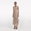 Champagne Sequin Embroidered Midi Dress Champagne Sequin Embroidered Midi Dress