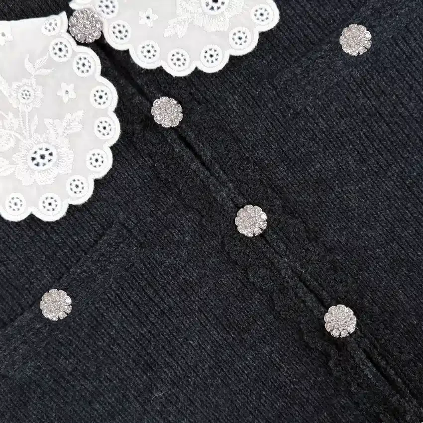 Charcoal Lace Collar Cardigan Charcoal Lace Collar Cardigan