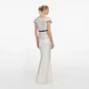 Check Boucle Satin Maxi Dress Check Boucle Satin Maxi Dress