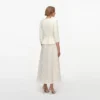Cream 3D Flower Polka Dot Chiffon Midi Dress Cream 3D Flower Polka Dot Chiffon Midi Dress