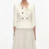 Cream 3D Flower Polka Dot Chiffon Midi Dress Cream 3D Flower Polka Dot Chiffon Midi Dress