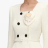 Cream 3D Flower Polka Dot Chiffon Midi Dress Cream 3D Flower Polka Dot Chiffon Midi Dress
