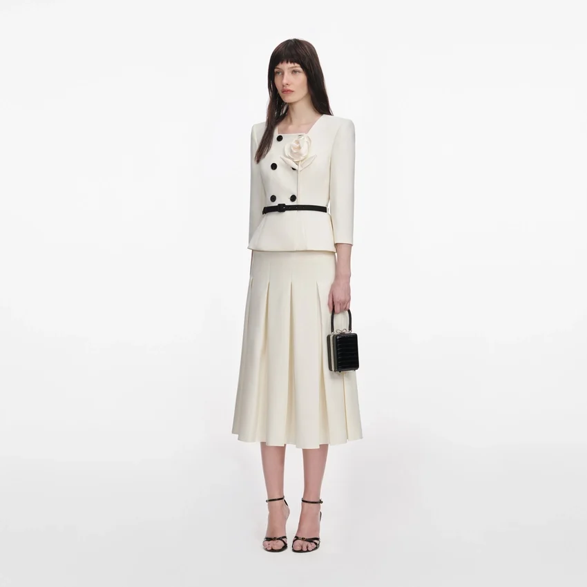 Cream 3D Flower Tailored Midi Dress Cream 3D Flower Tailored Midi Dress
