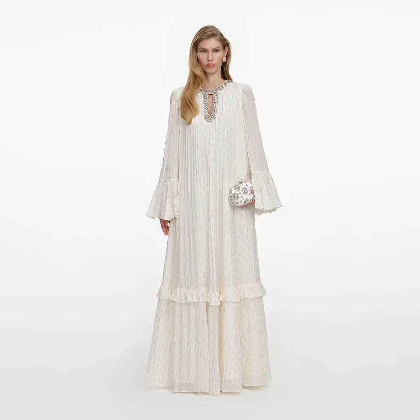 Cream And Gold Chiffon Maxi Dress Cream And Gold Chiffon Maxi Dress