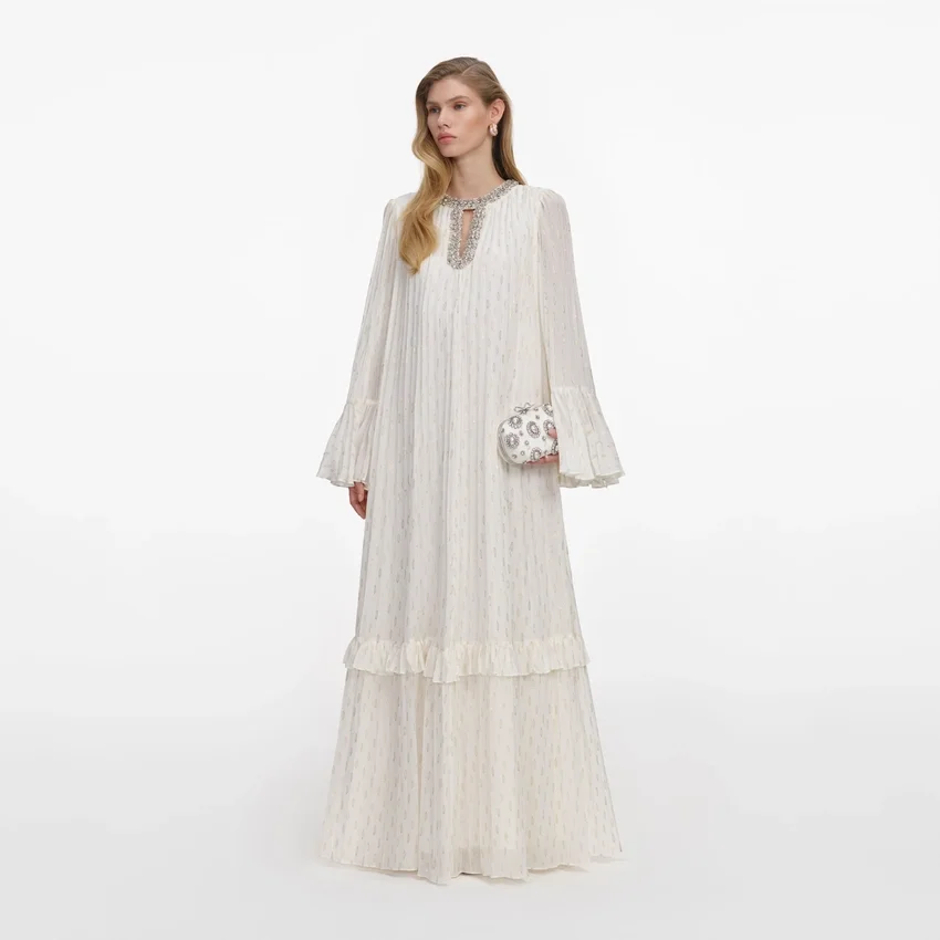 Cream And Gold Chiffon Maxi Dress Cream And Gold Chiffon Maxi Dress