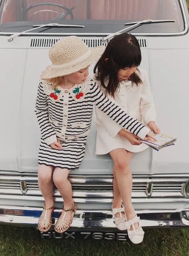 Cream And Navy Striped Knitted Cardigan Cream And Navy Striped Knitted Cardigan