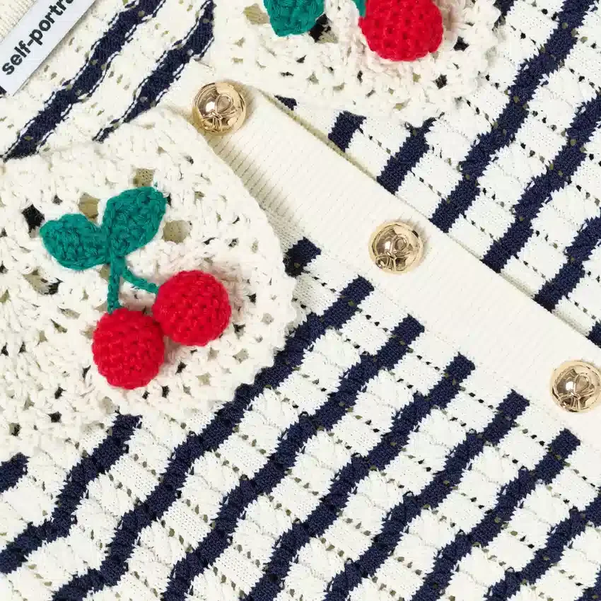 Cream And Navy Striped Knitted Cardigan Cream And Navy Striped Knitted Cardigan