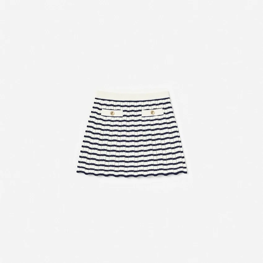 Cream And Navy Striped Knitted Skirt Cream And Navy Striped Knitted Skirt