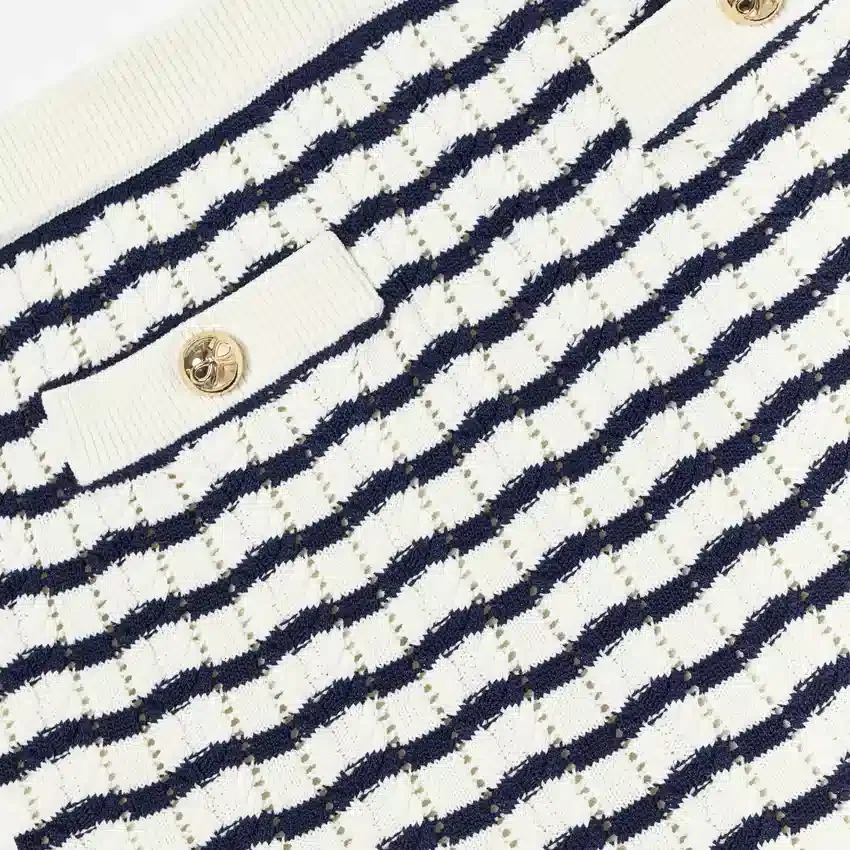 Cream And Navy Striped Knitted Skirt Cream And Navy Striped Knitted Skirt