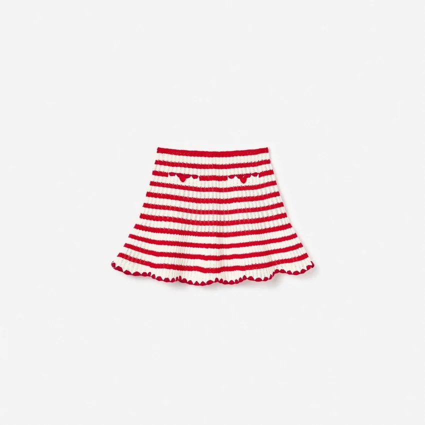 Cream And Red Stripe Knitted Skirt Cream And Red Stripe Knitted Skirt