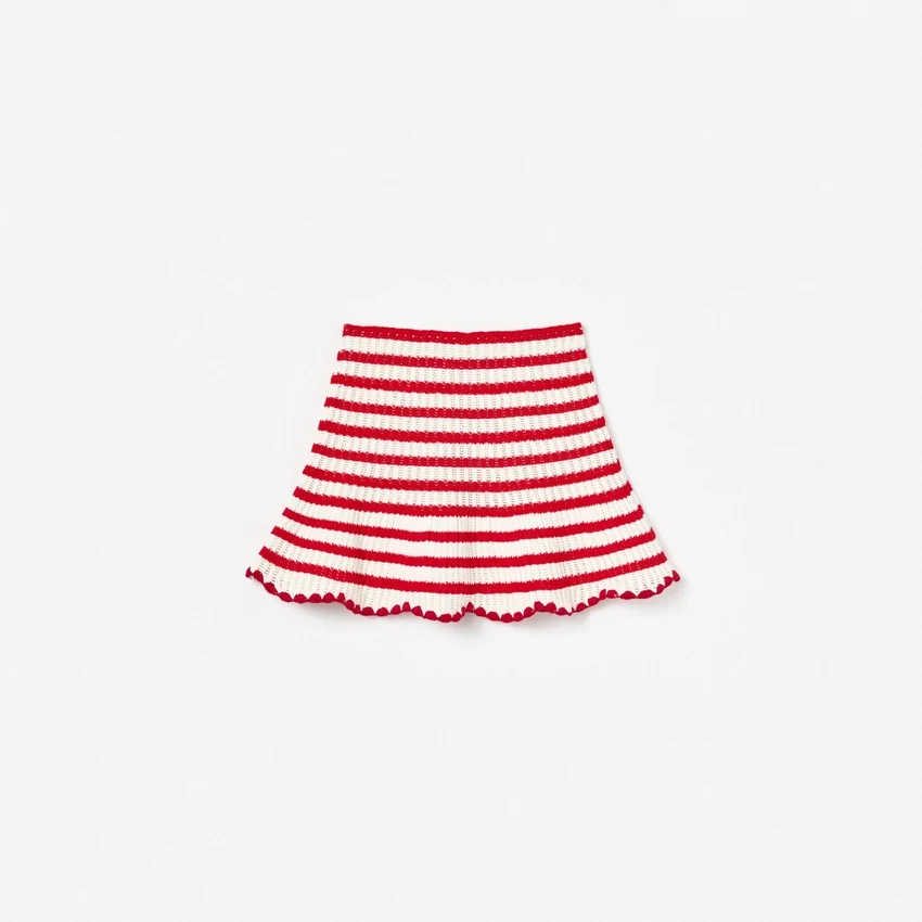 Cream And Red Stripe Knitted Skirt Cream And Red Stripe Knitted Skirt