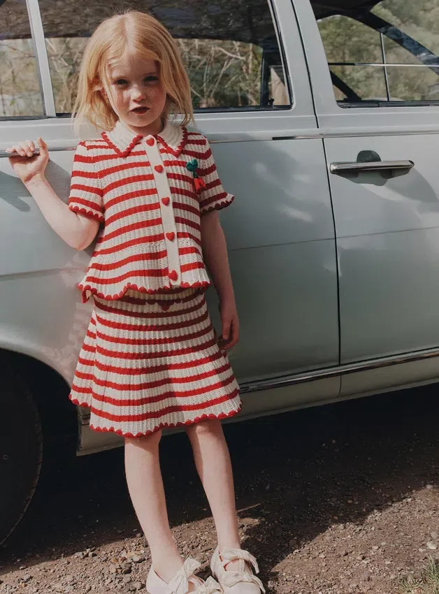 Cream And Red Stripe Knitted Skirt Cream And Red Stripe Knitted Skirt