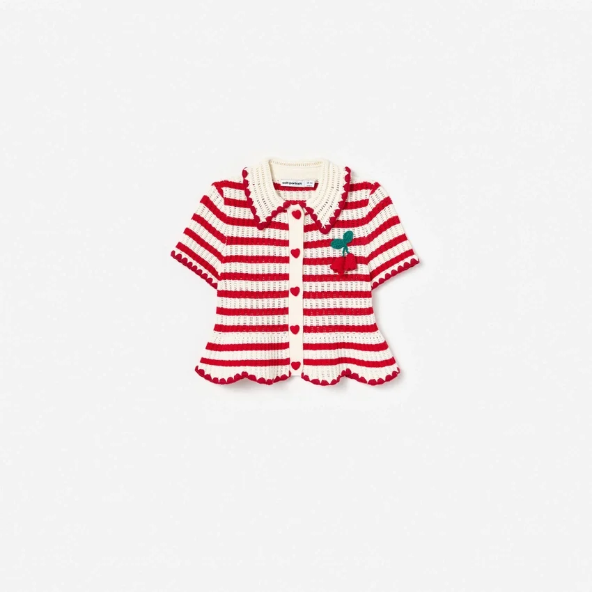 Cream And Red Stripe Knitted Top Cream And Red Stripe Knitted Top