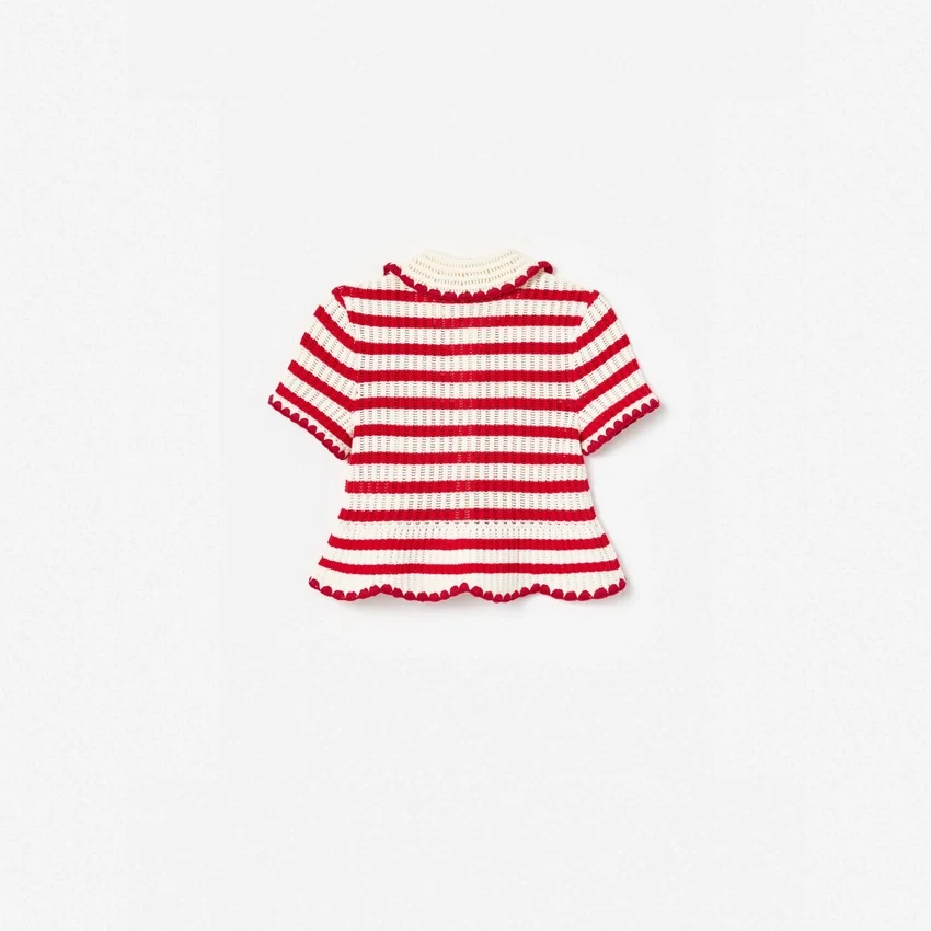 Cream And Red Stripe Knitted Top Cream And Red Stripe Knitted Top