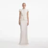 Cream Boucle Bow Detail Maxi Dress Cream Boucle Bow Detail Maxi Dress