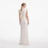 Cream Boucle Bow Detail Maxi Dress Cream Boucle Bow Detail Maxi Dress