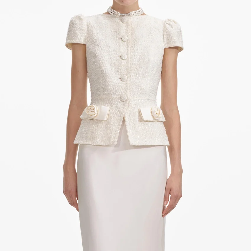 Cream Boucle Bow Detail Maxi Dress Cream Boucle Bow Detail Maxi Dress