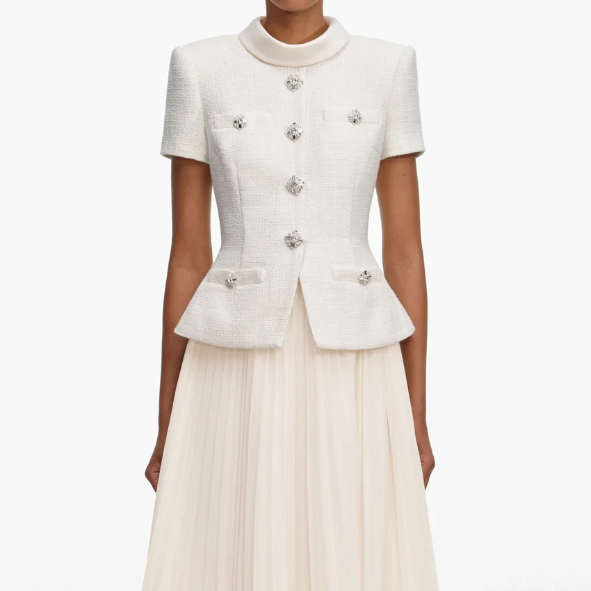 Cream Boucle Collared Midi Dress Cream Boucle Collared Midi Dress