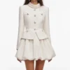 Cream Boucle Collared Mini Dress Cream Boucle Collared Mini Dress