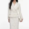 Cream Boucle Flower Lace Midi Dress Cream Boucle Flower Lace Midi Dress