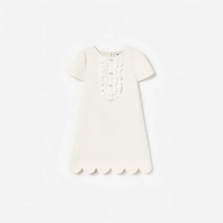 Cream Boucle Lace Bib Dress Cream Boucle Lace Bib Dress