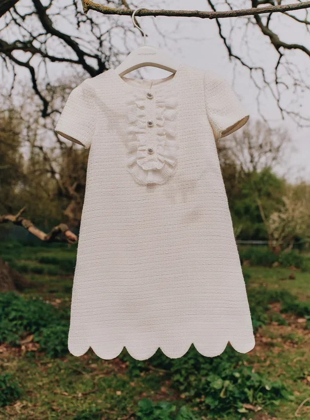 Cream Boucle Lace Bib Dress Cream Boucle Lace Bib Dress