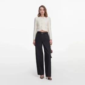 Cream Boucle Lace Collar Jacket