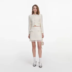 Cream Boucle Lace Mini Skirt Cream Boucle Lace Mini Skirt