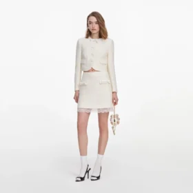 Cream Boucle Lace Mini Skirt Cream Boucle Lace Mini Skirt