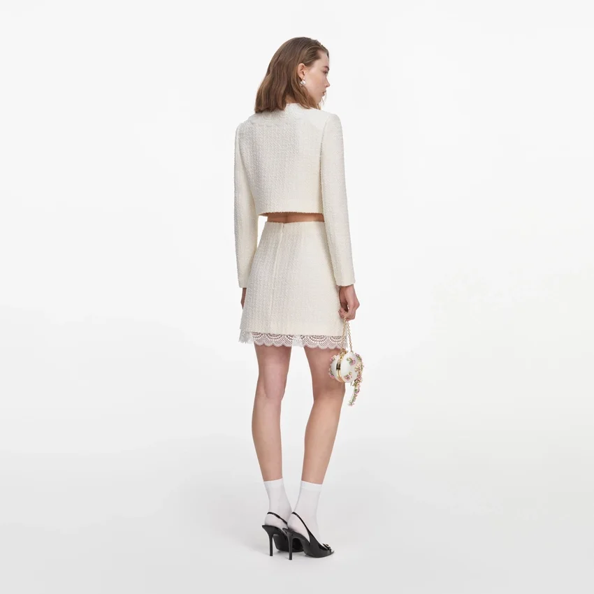 Cream Boucle Lace Mini Skirt Cream Boucle Lace Mini Skirt