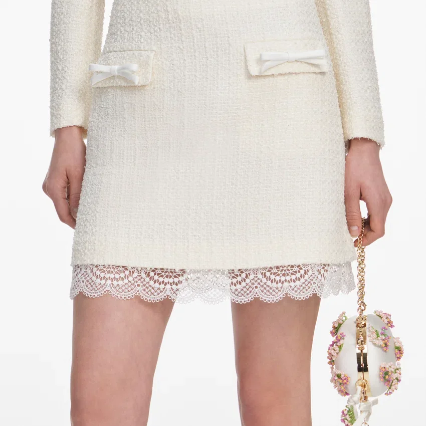 Cream Boucle Lace Mini Skirt Cream Boucle Lace Mini Skirt