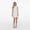 Cream Boucle Lace Trim Mini Dress Cream Boucle Lace Trim Mini Dress