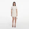 Cream Boucle Lace Trim Tailored Mini Dress Cream Boucle Lace Trim Tailored Mini Dress