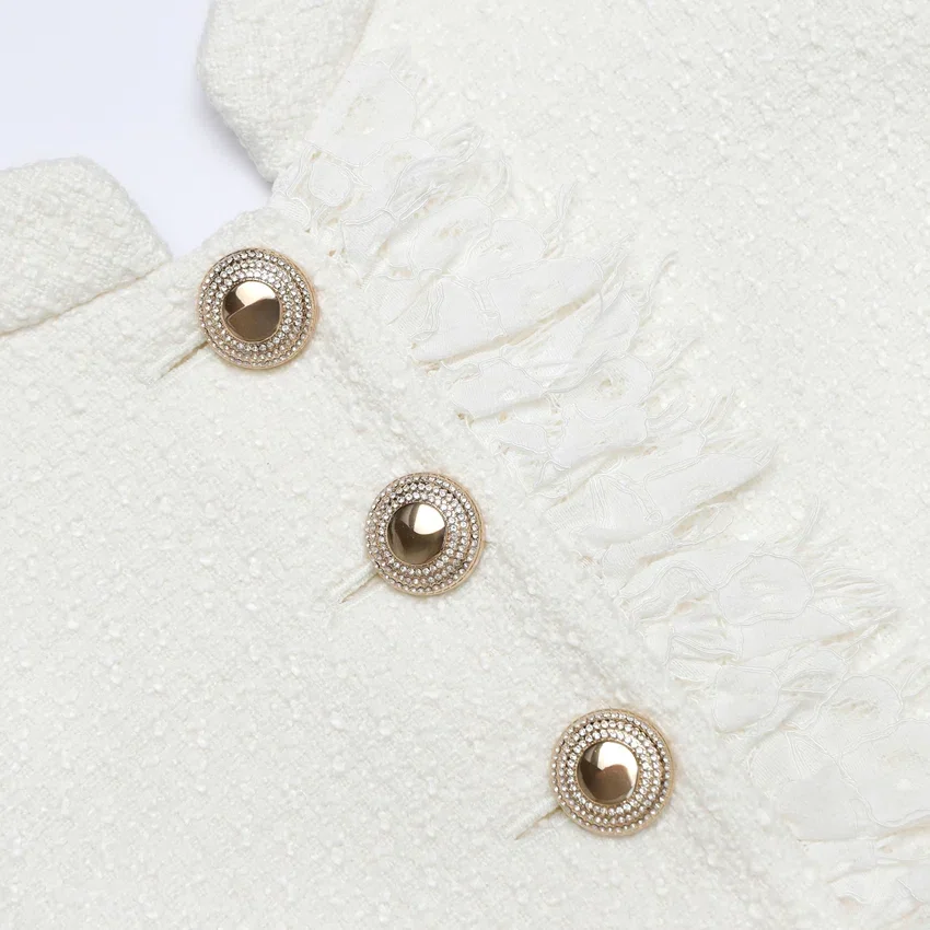Cream Boucle Polka Dot Midi Dress Cream Boucle Polka Dot Midi Dress