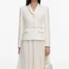 Cream Boucle Shawl Collared Midi Dress Cream Boucle Shawl Collared Midi Dress