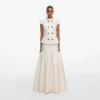 Cream Boucle Taffeta Maxi Dress Cream Boucle Taffeta Maxi Dress