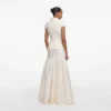 Cream Boucle Taffeta Maxi Dress Cream Boucle Taffeta Maxi Dress