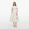 Cream Boucle Taffeta Midi Dress Cream Boucle Taffeta Midi Dress