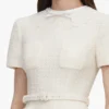 Cream Boucle Taffeta Midi Dress Cream Boucle Taffeta Midi Dress