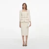 Cream Boucle Tailored Chain Midi Dress Cream Boucle Tailored Chain Midi Dress