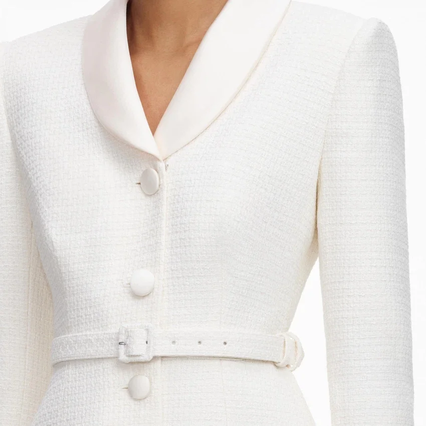 Cream Boucle Tailored Mini Dress Cream Boucle Tailored Mini Dress
